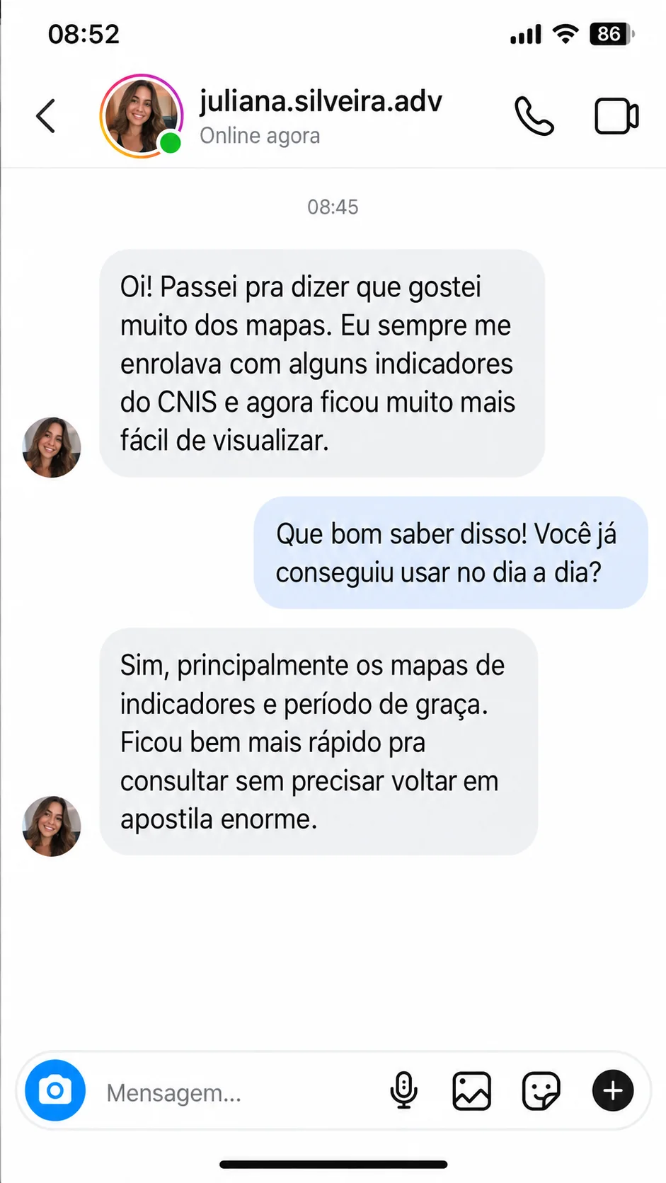 Depoimento 1 de profissional sobre os mapas mentais previdenciários