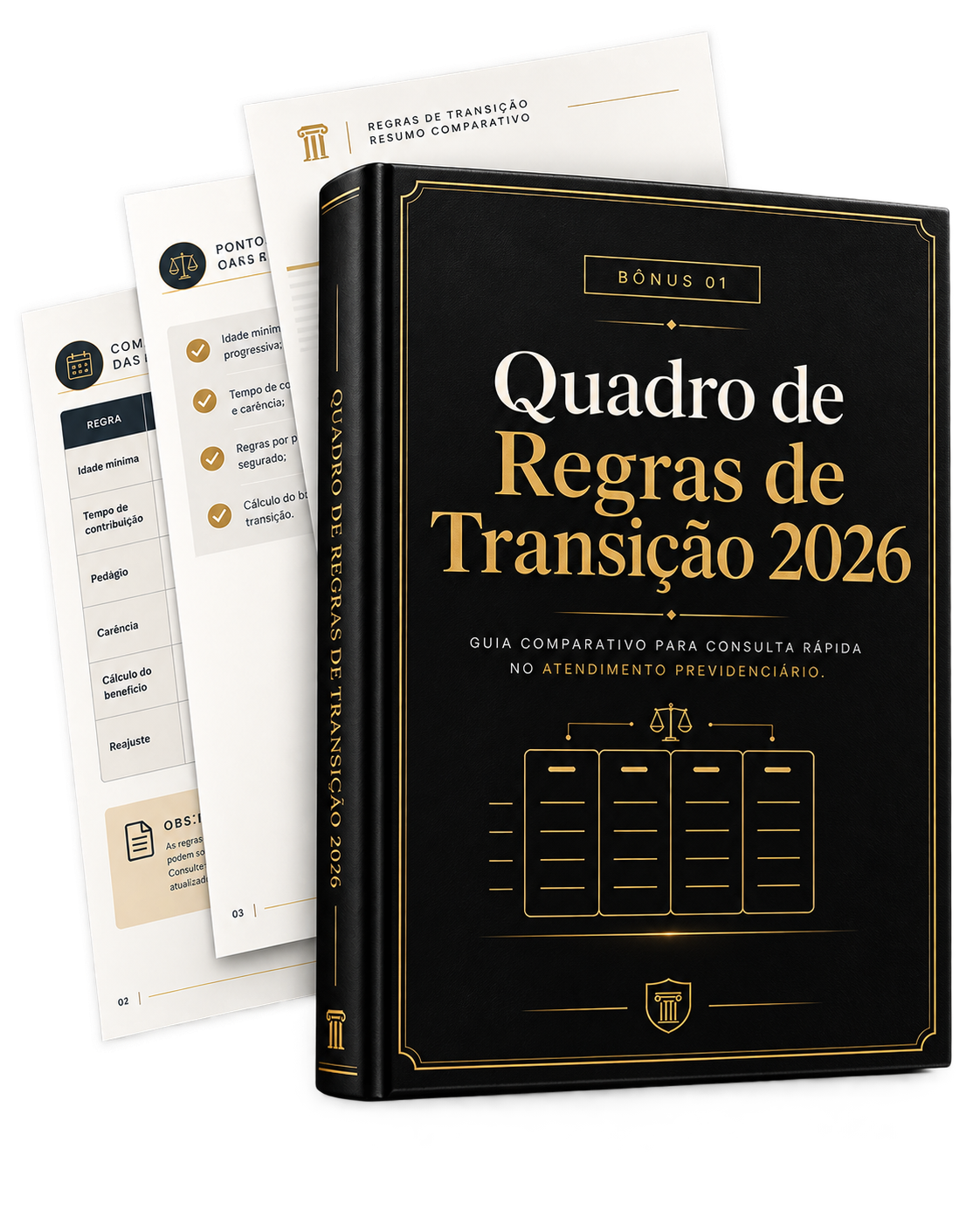 Mockup do material Quadro de Regras de Transição 2026
