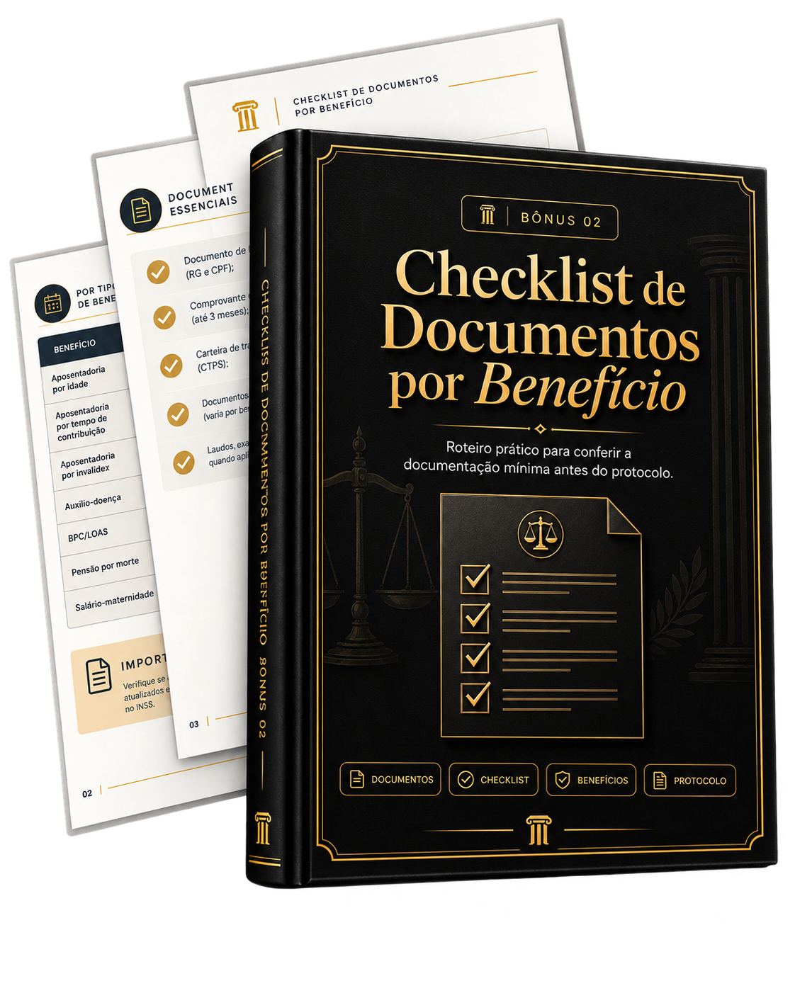 Mockup do material Checklist de Documentos por Benefício